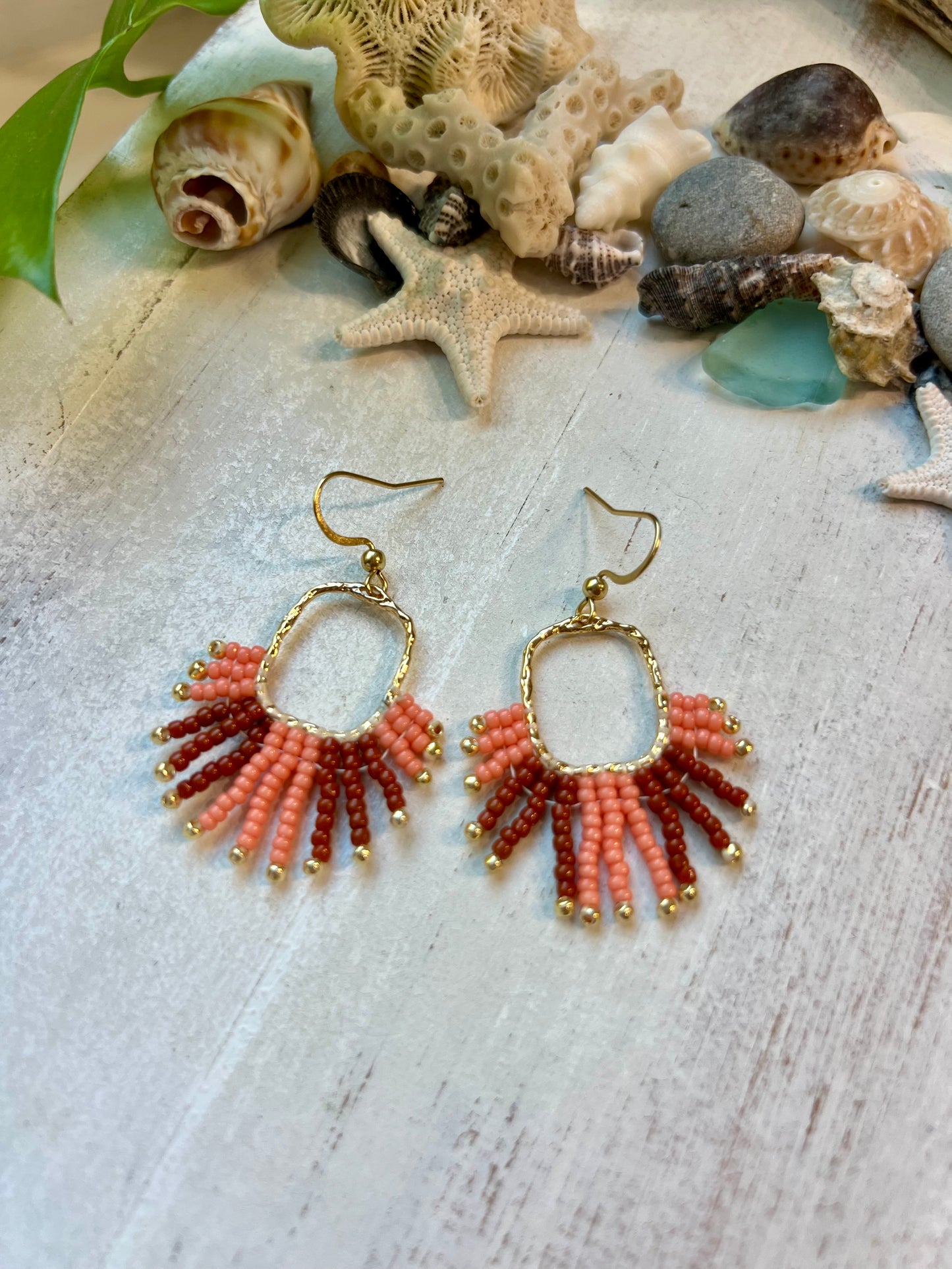 Terra Cotta & Coral Seed Bead Earrings | Limited Edition