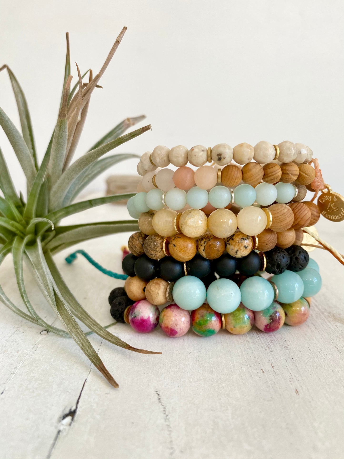 8mm Gemstone & Wood Diffuser bracelet