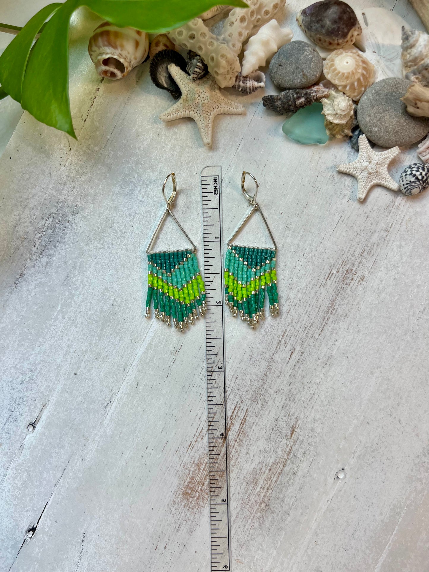 Green Abstract Seed Bead Earrings | Limited Edition