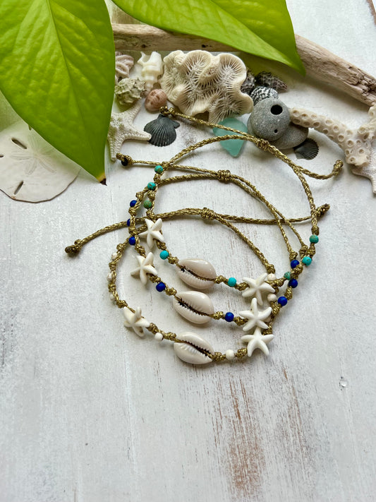 Cowrie Shell & Starfish Beach Anklet