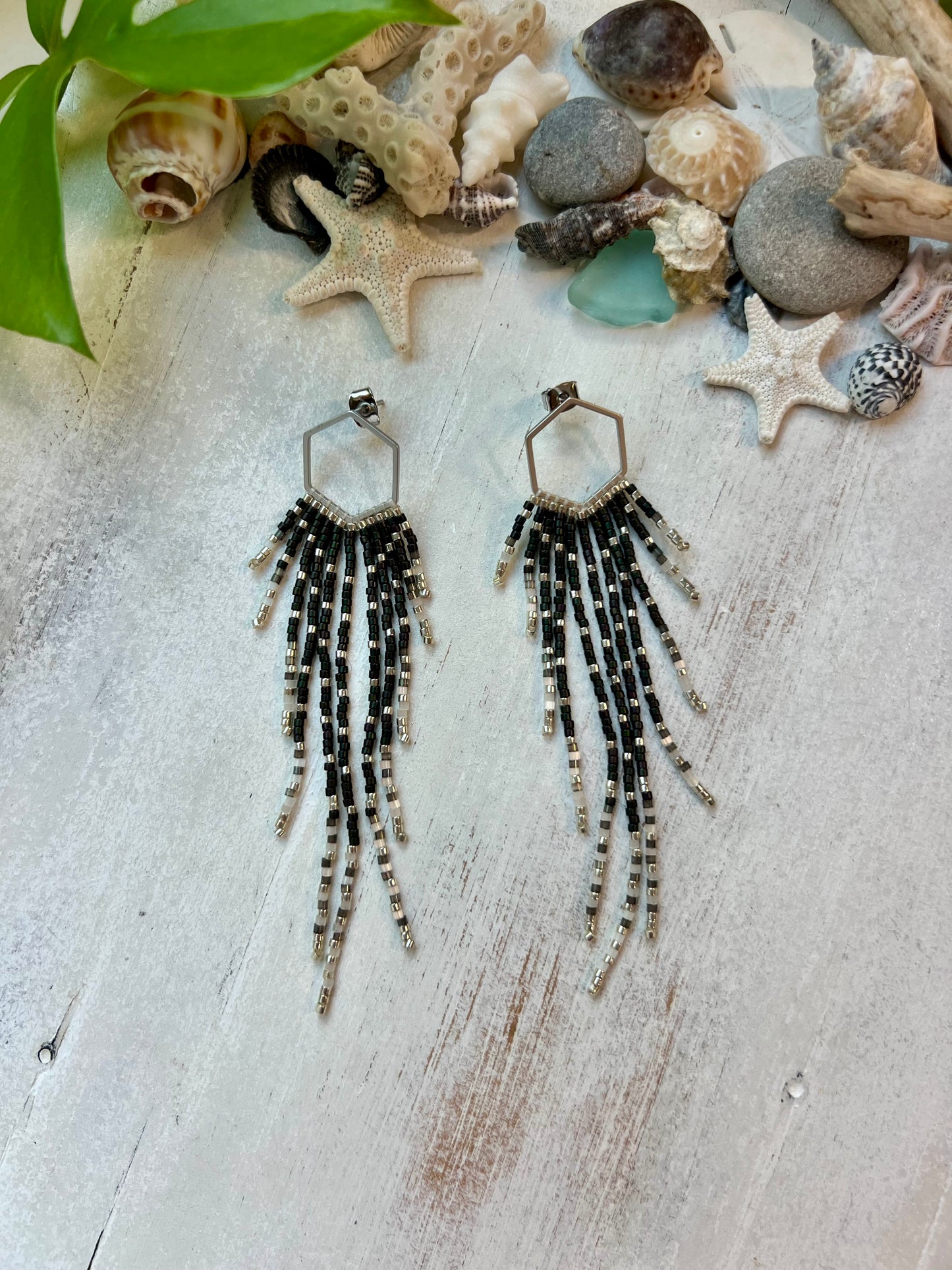 Black & Silver Seed Bead Earrings | Limited Edition