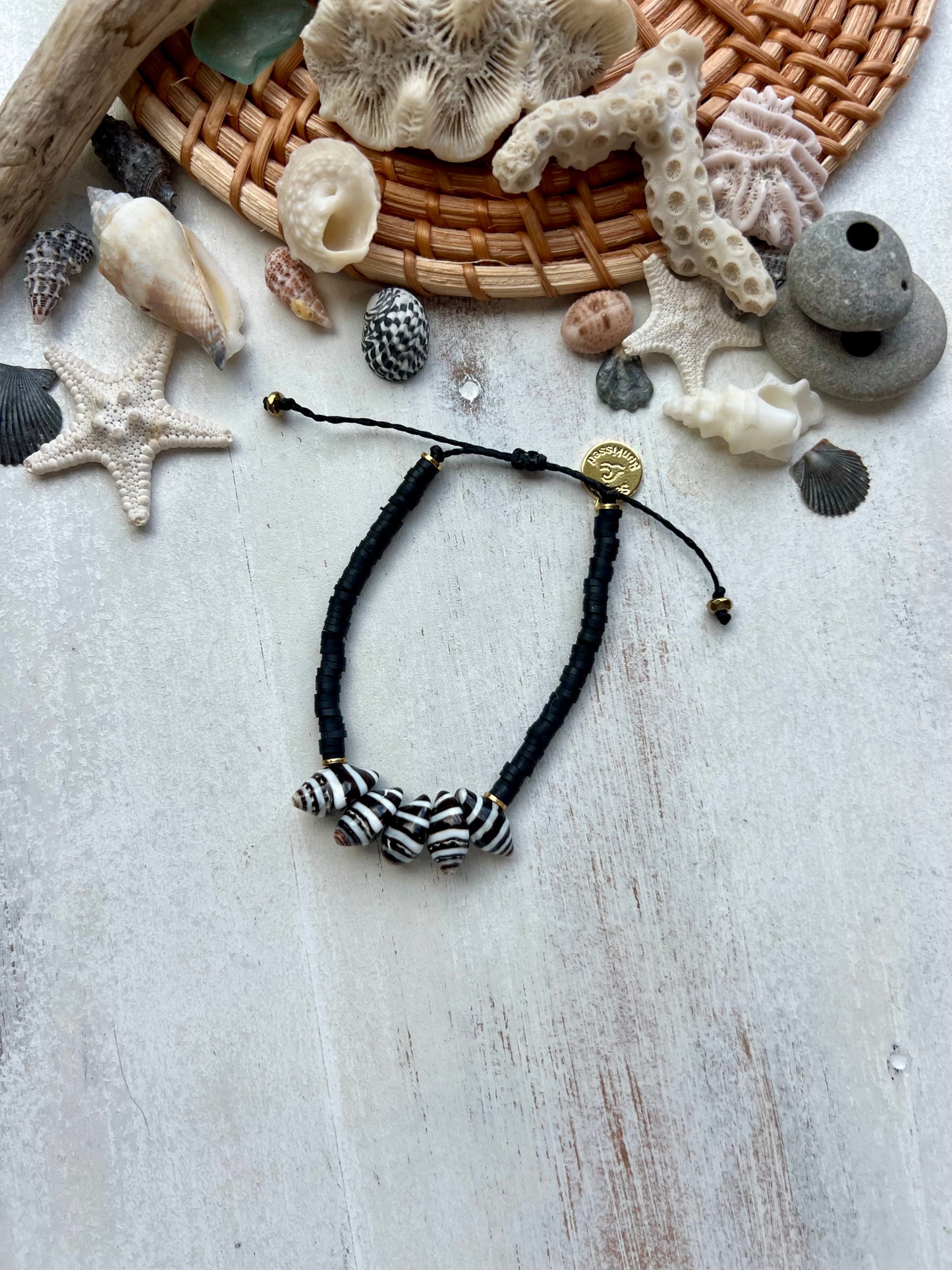 Zebra Shell Heishi Bracelet