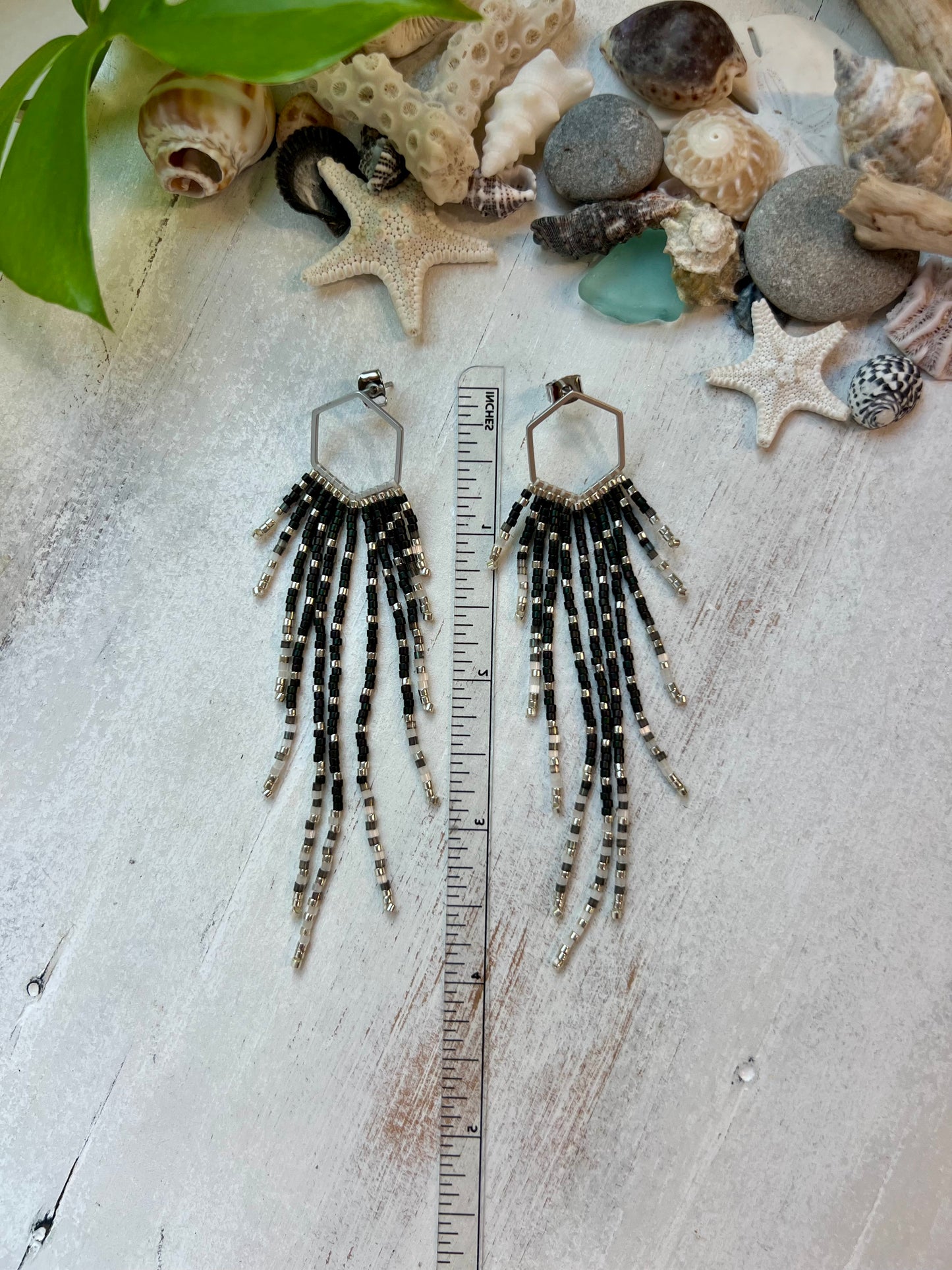 Black & Silver Seed Bead Earrings | Limited Edition