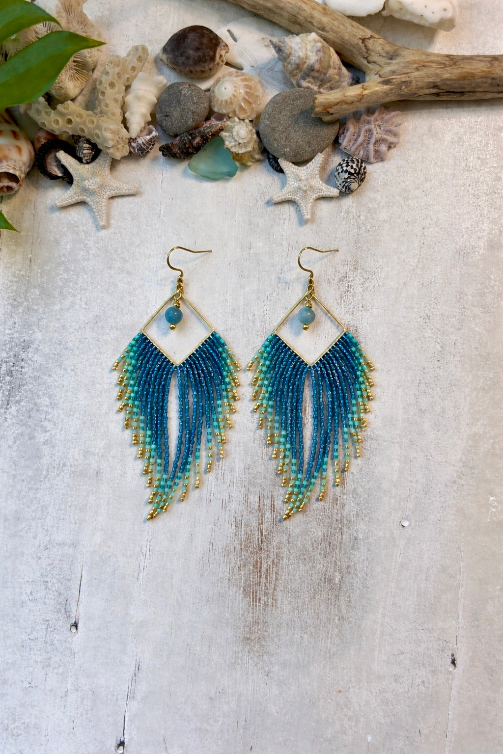 Blue & Mint Seed Bead Earrings | Limited Edition