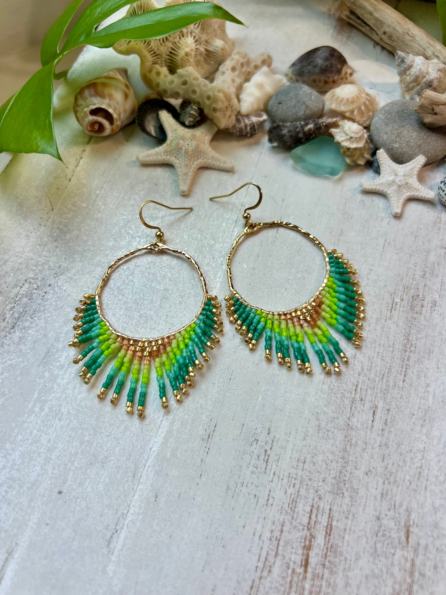 Green Ombré Seed Bead Earrings | Limited Edition