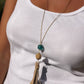 Sea Glass and Leather Tassel Necklace