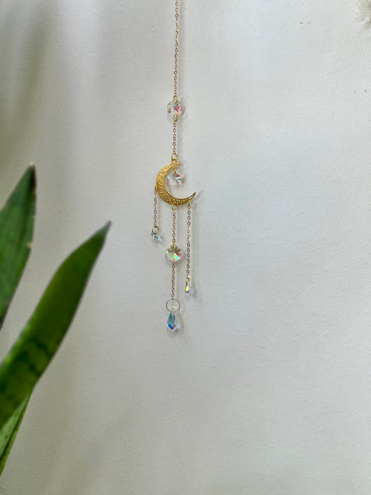 Crystal Prism Sun Catcher // Crescent moon & Stars