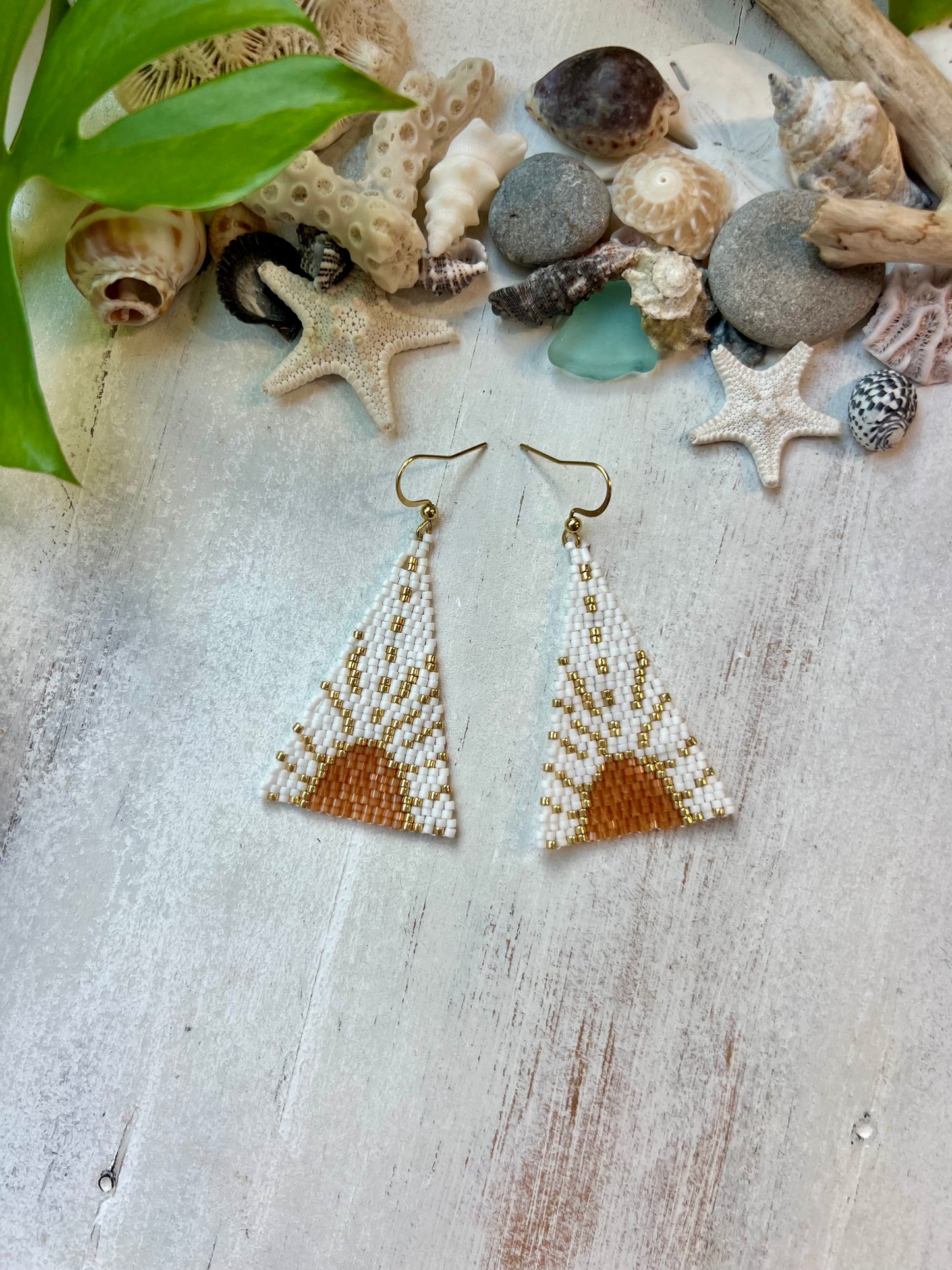 White & Gold Sun Seed Bead Earrings | Limited Edition