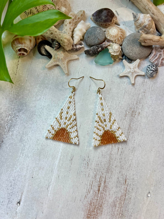 White & Gold Sun Seed Bead Earrings | Limited Edition