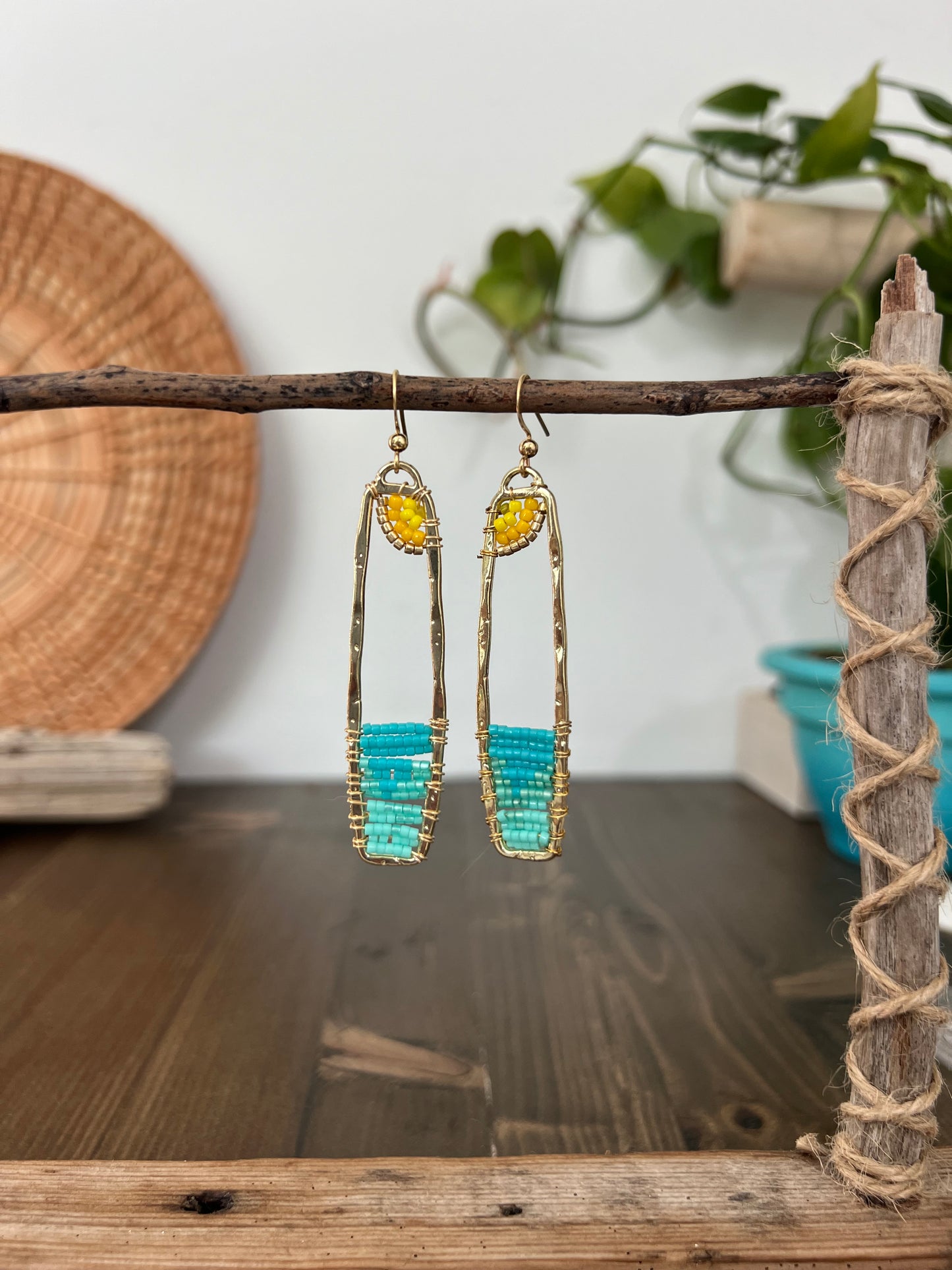 Ocean & Sun Seed Bead Earrings