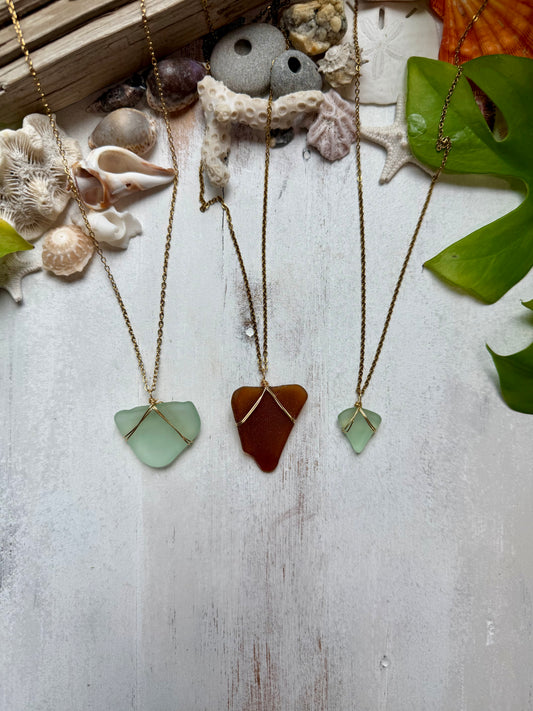 Genuine Sea Glass Pendant Necklace | Choose Your Piece & Metal Finish | Hand Collected Florida Sea Glass