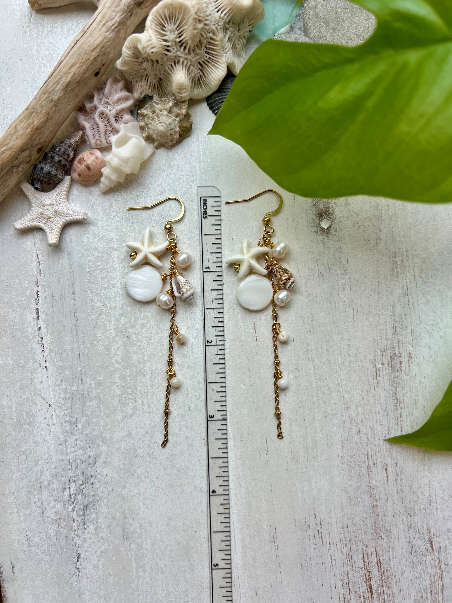 Starfish & Pearl Drop Earrings