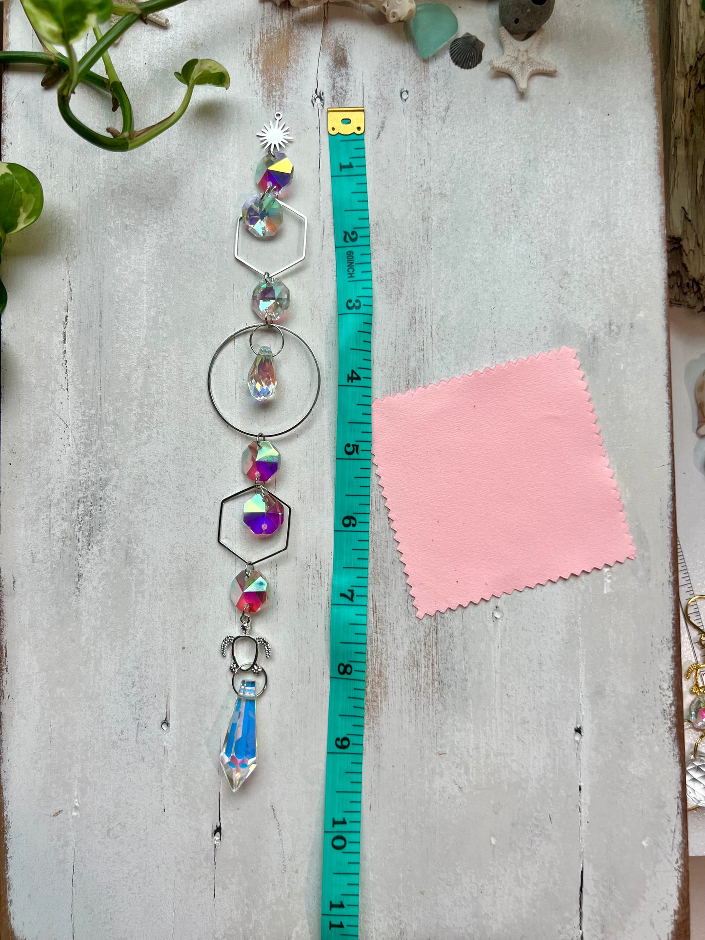 Crystal Prism Sun Catcher // Silver Turtle & Sun