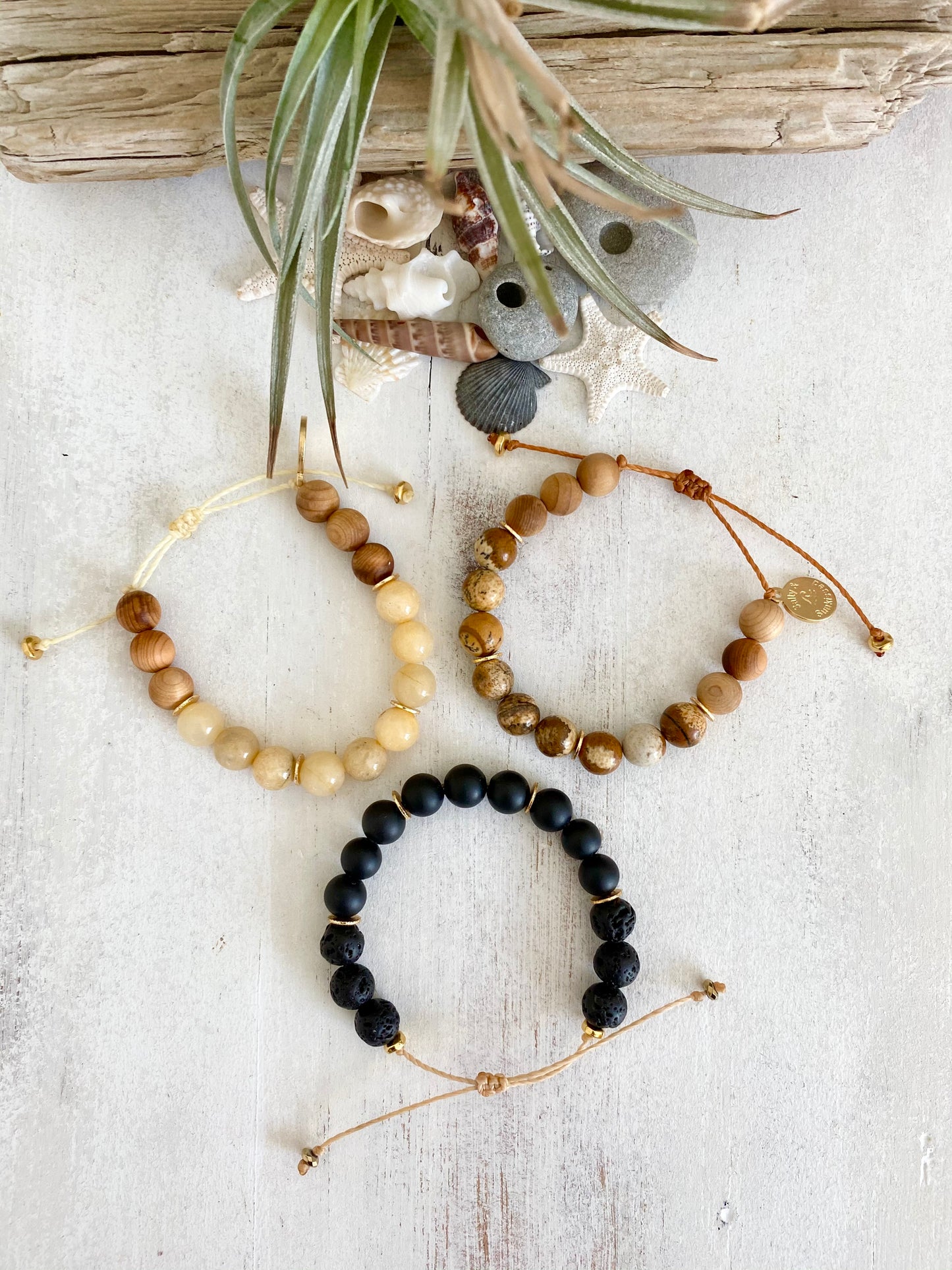 8mm Gemstone & Wood Diffuser bracelet