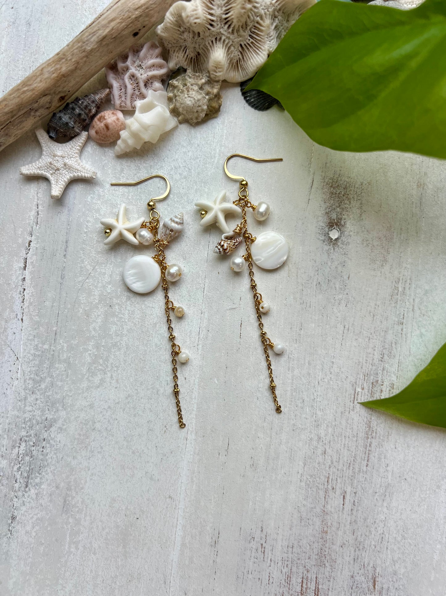 Starfish & Pearl Drop Earrings