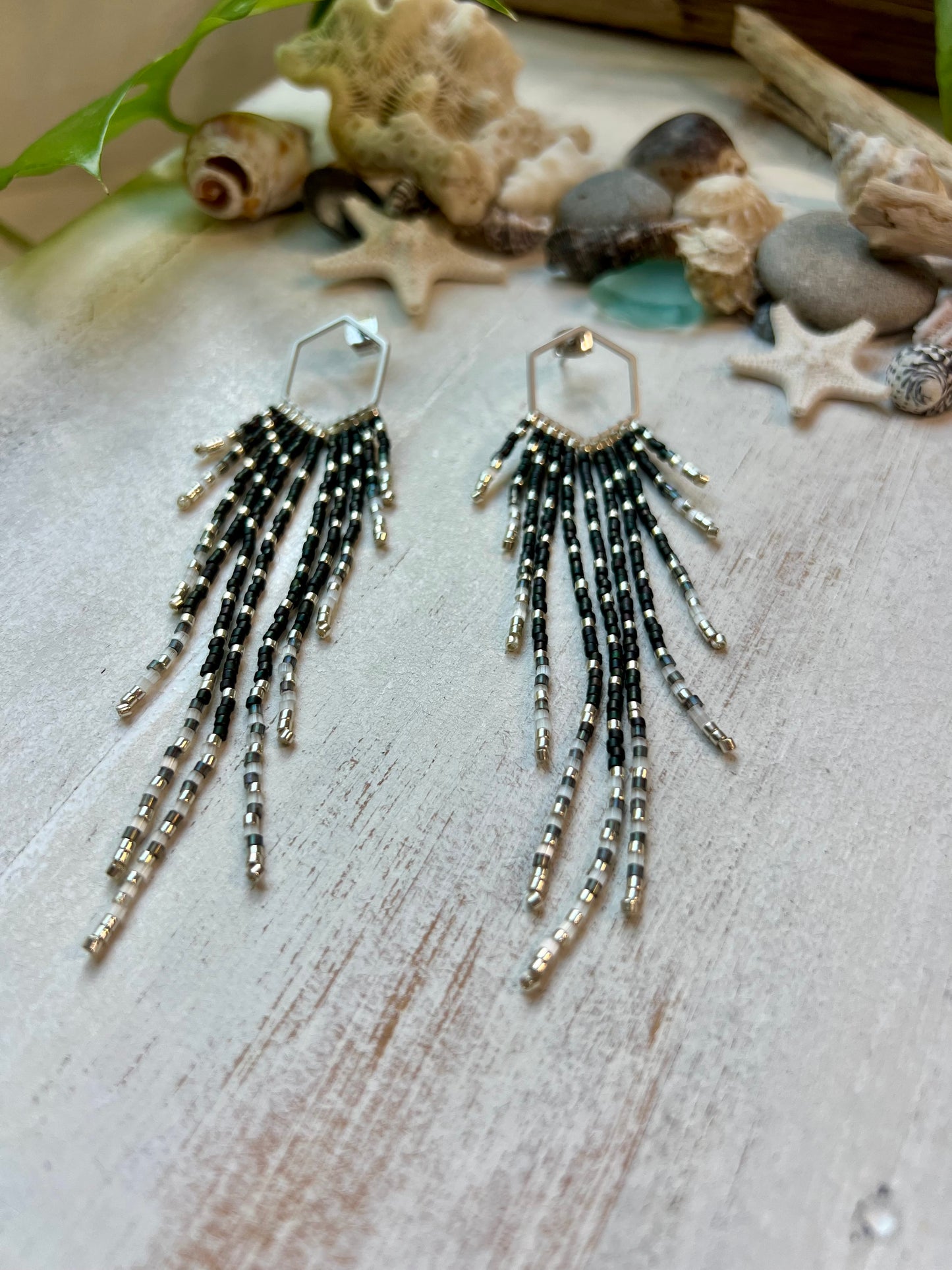 Black & Silver Seed Bead Earrings | Limited Edition