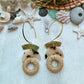 Tortoise Shell Moon and Rattan hoop Earrings