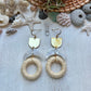 White Rattan hoop & Acrylic Half Moon Earrings