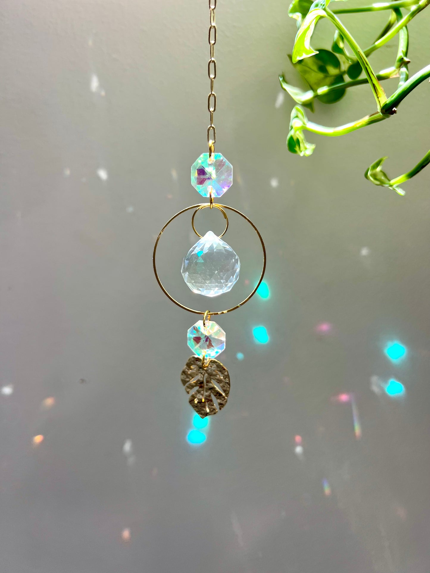 Crystal Prism Sun Catcher // Monstera Car Charm