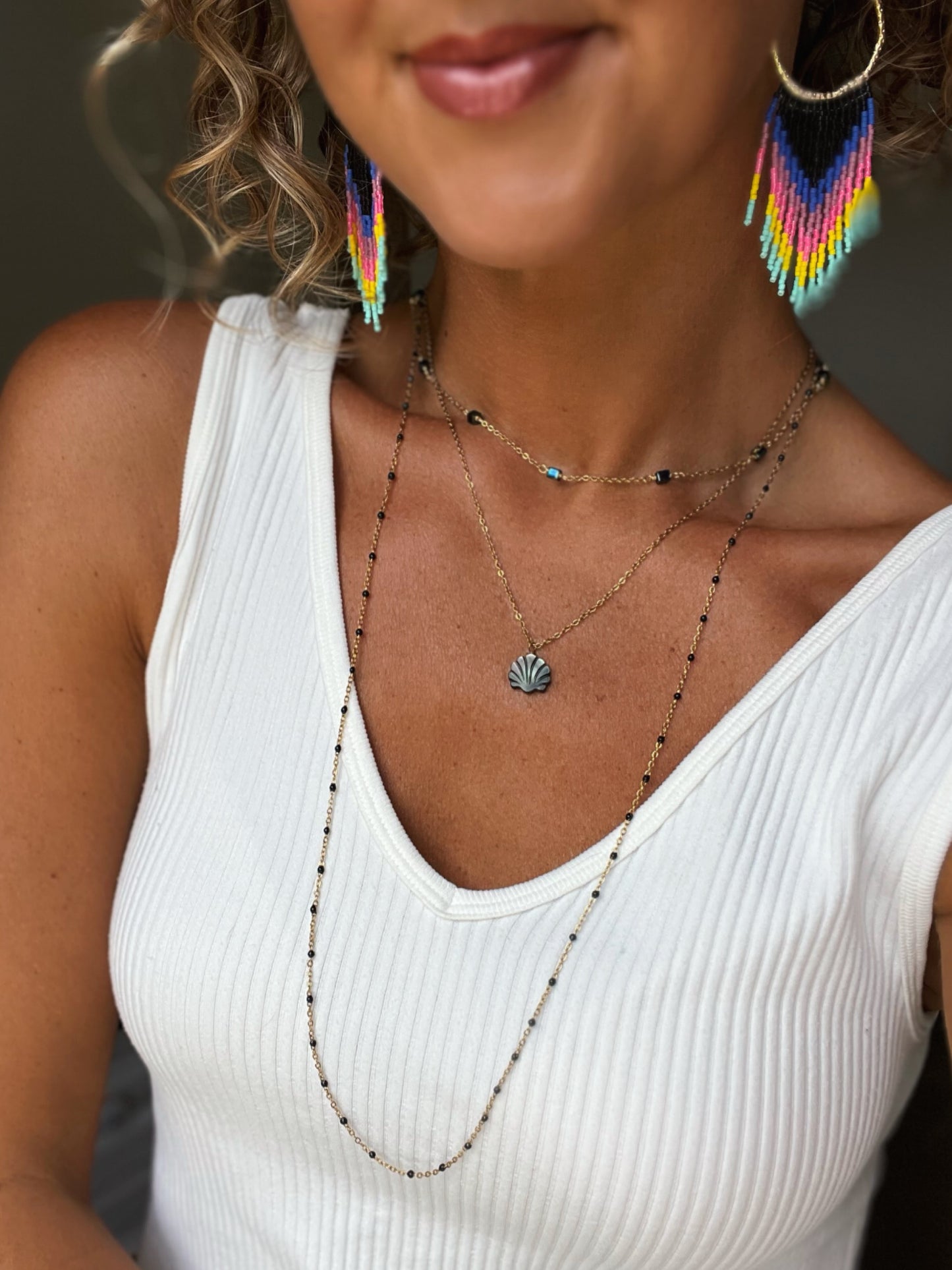 Dainty Black and Gold Boho necklace