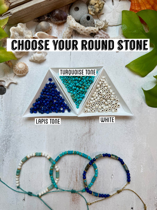 Custom Boho Gemstone Bracelet | Mix & Match Stones, Heishi & Metal Finish | Adjustable Fit