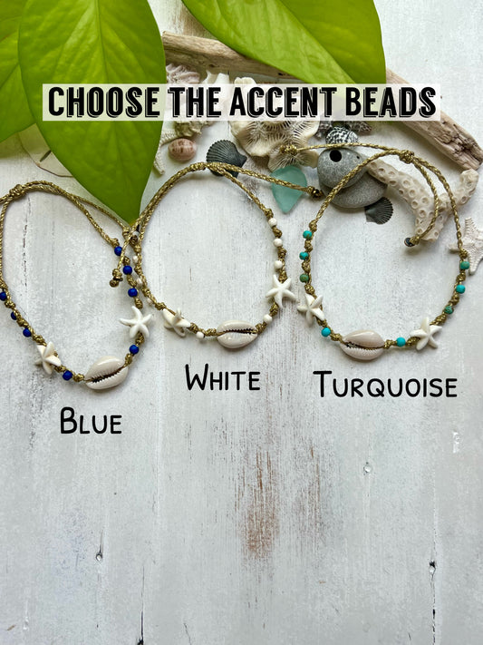Cowrie Shell & Starfish Beach Anklet