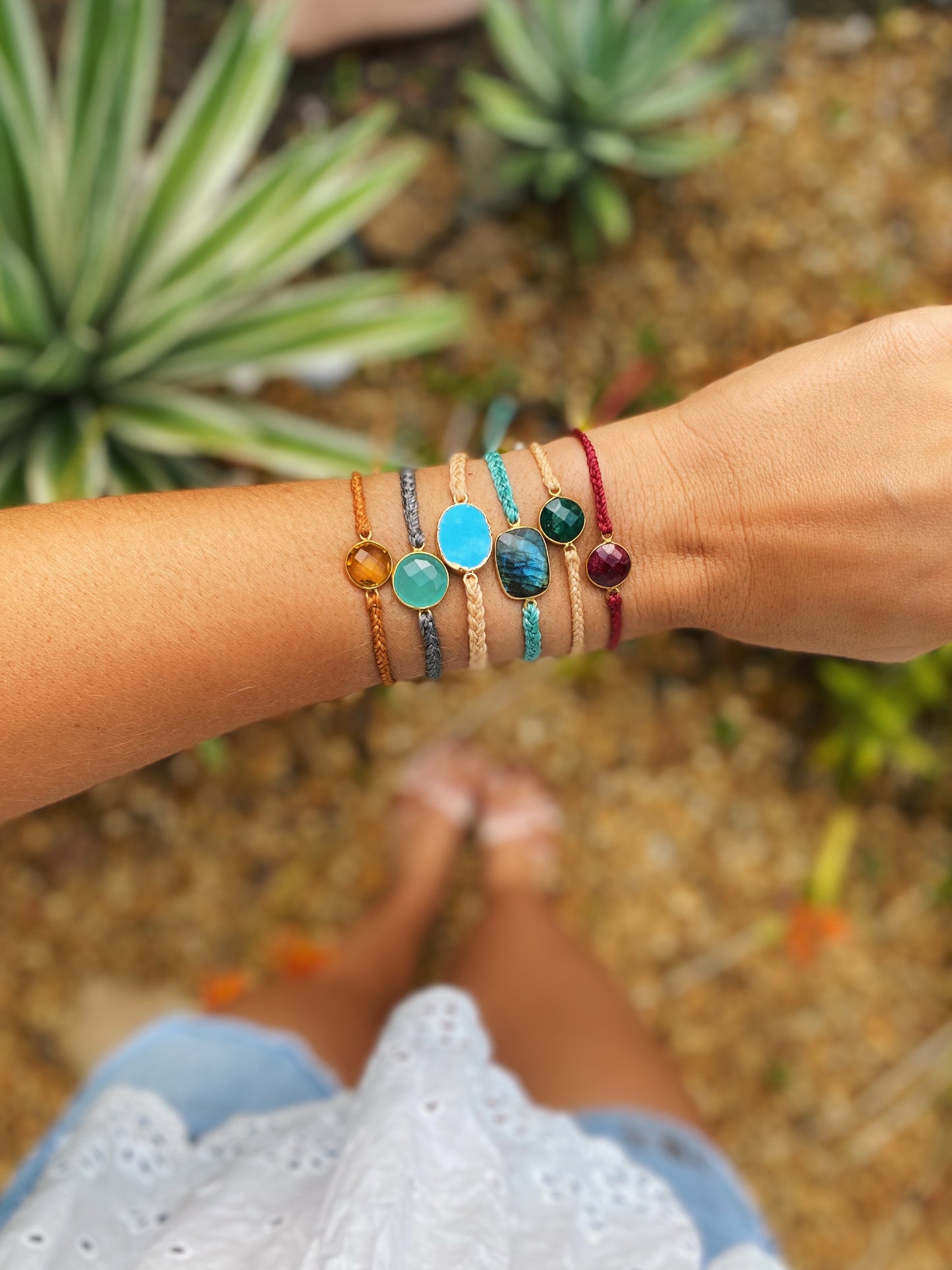 Gemstone braided bracelet