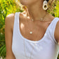 White Rattan hoop & Acrylic Half Moon Earrings