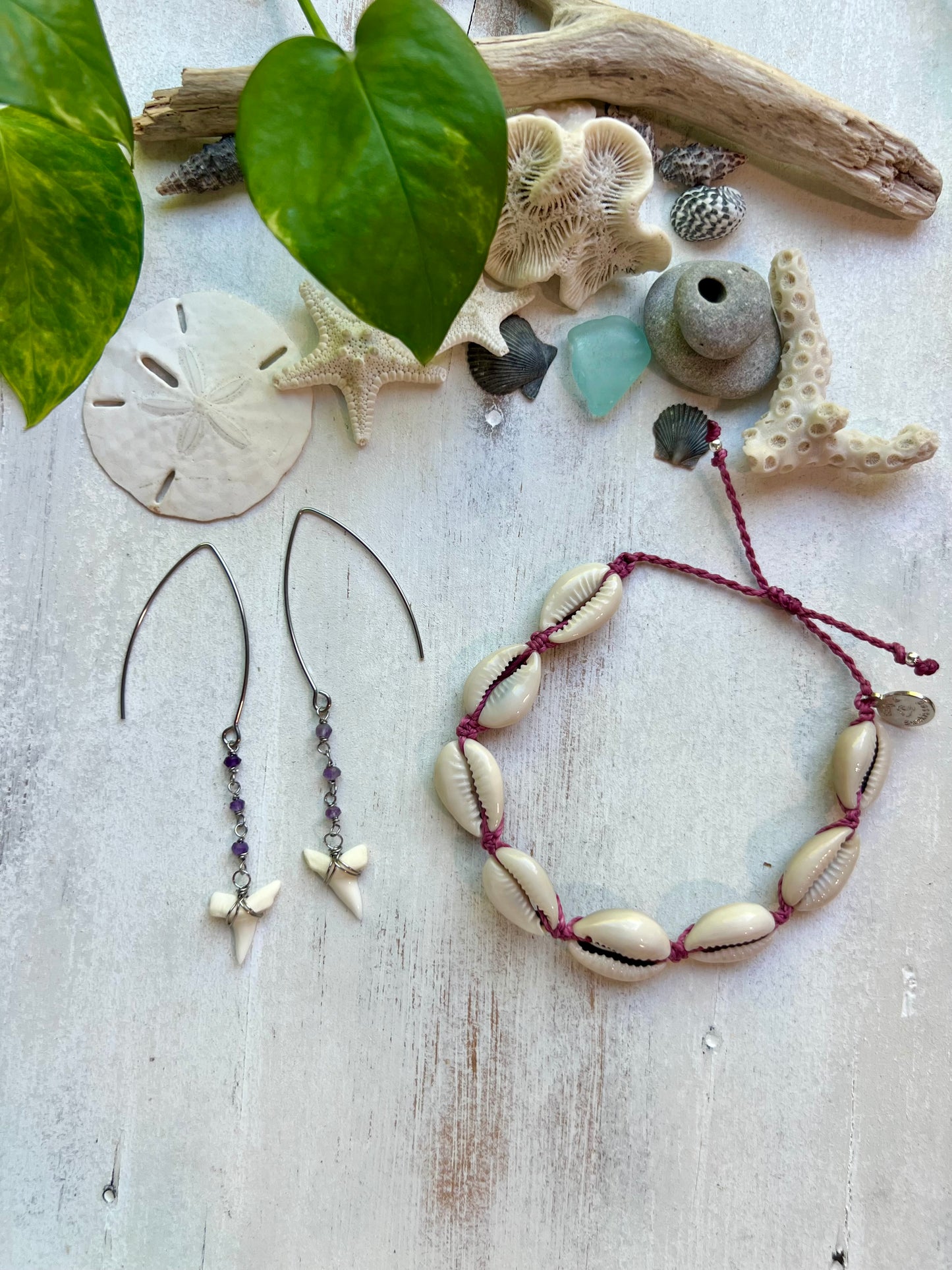 Shark Tooth and  Gemstone Earrings