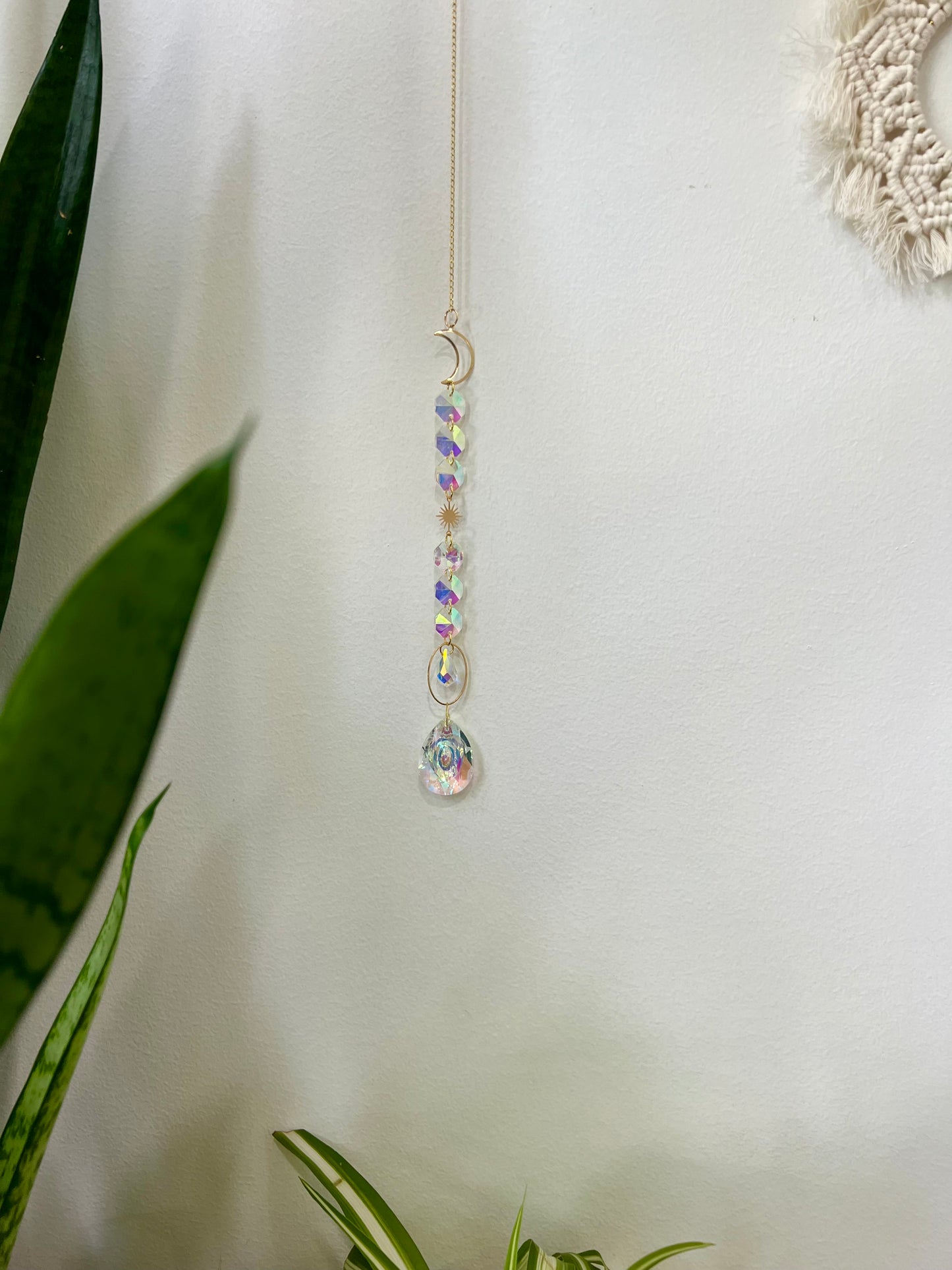 Crystal Prism Sun Catcher // Crescent Moon & Sun