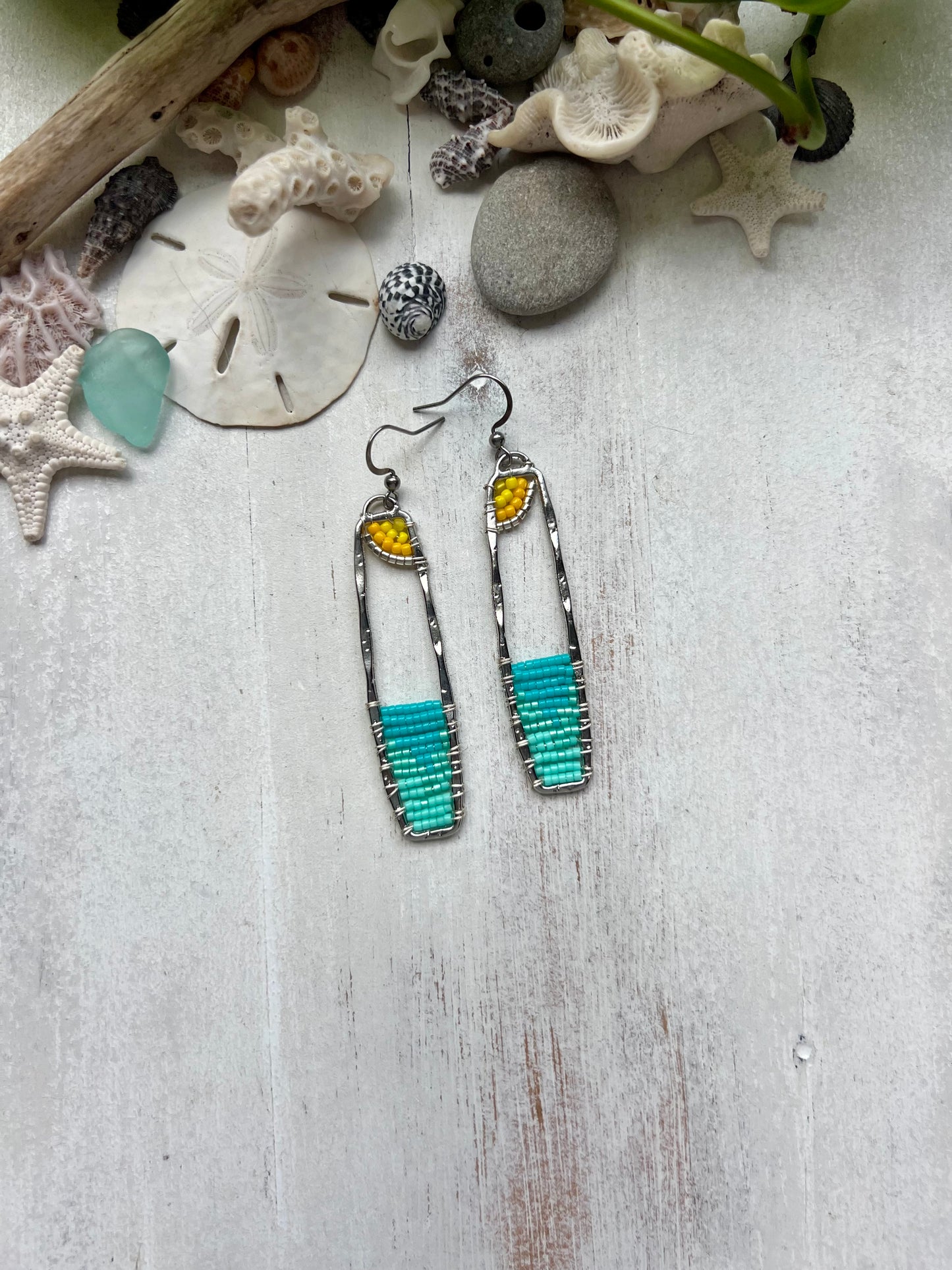 Ocean & Sun Seed Bead Earrings