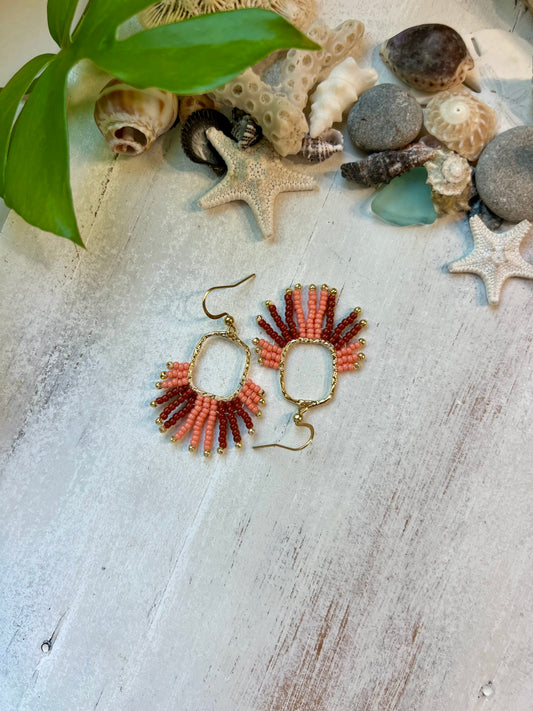 Terra Cotta & Coral Seed Bead Earrings | Limited Edition