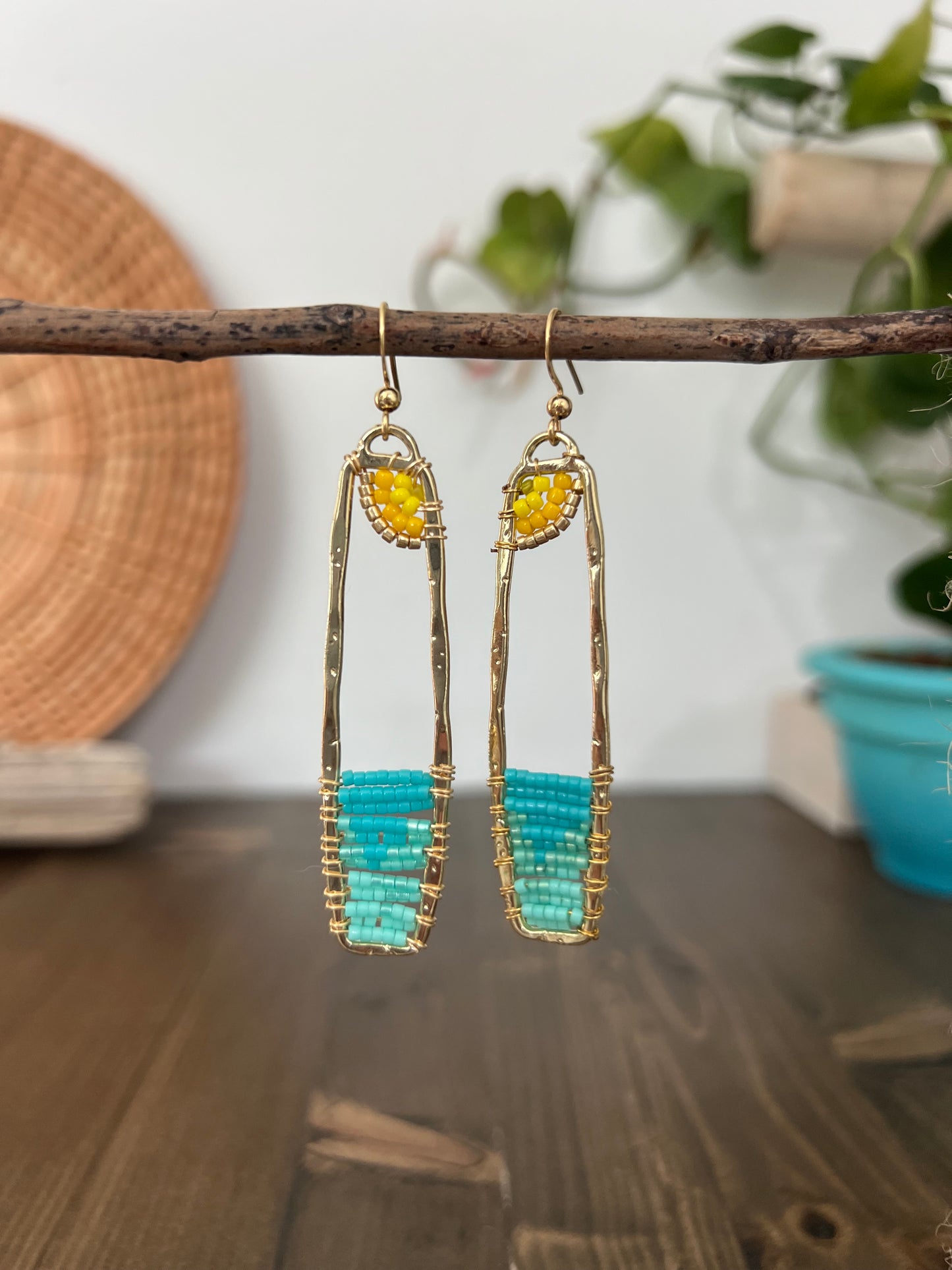 Ocean & Sun Seed Bead Earrings