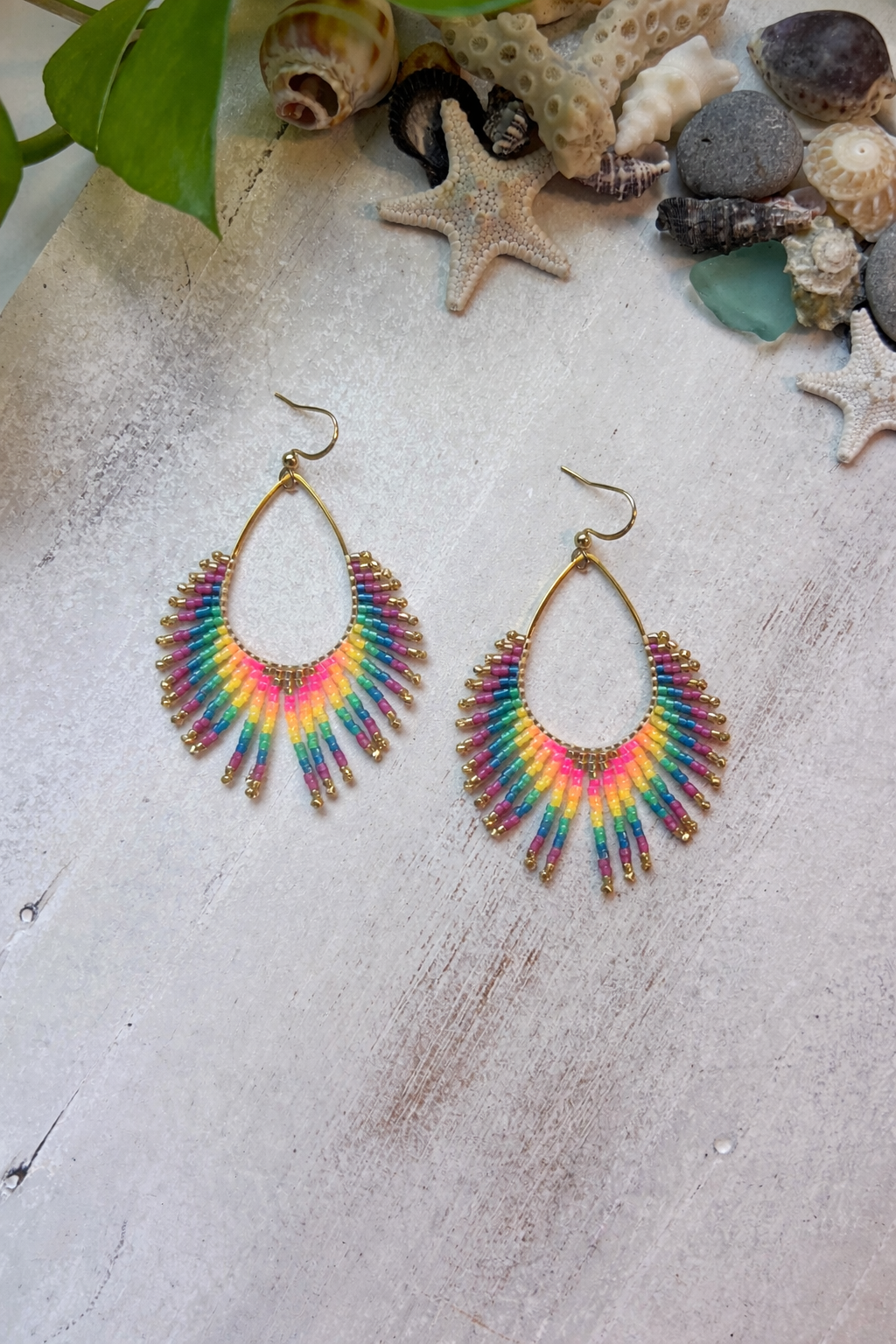 Neon Rainbow Seed Bead Earrings | Limited Edition