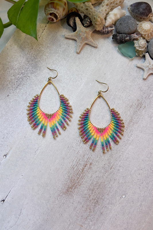 Neon Rainbow Seed Bead Earrings | Limited Edition
