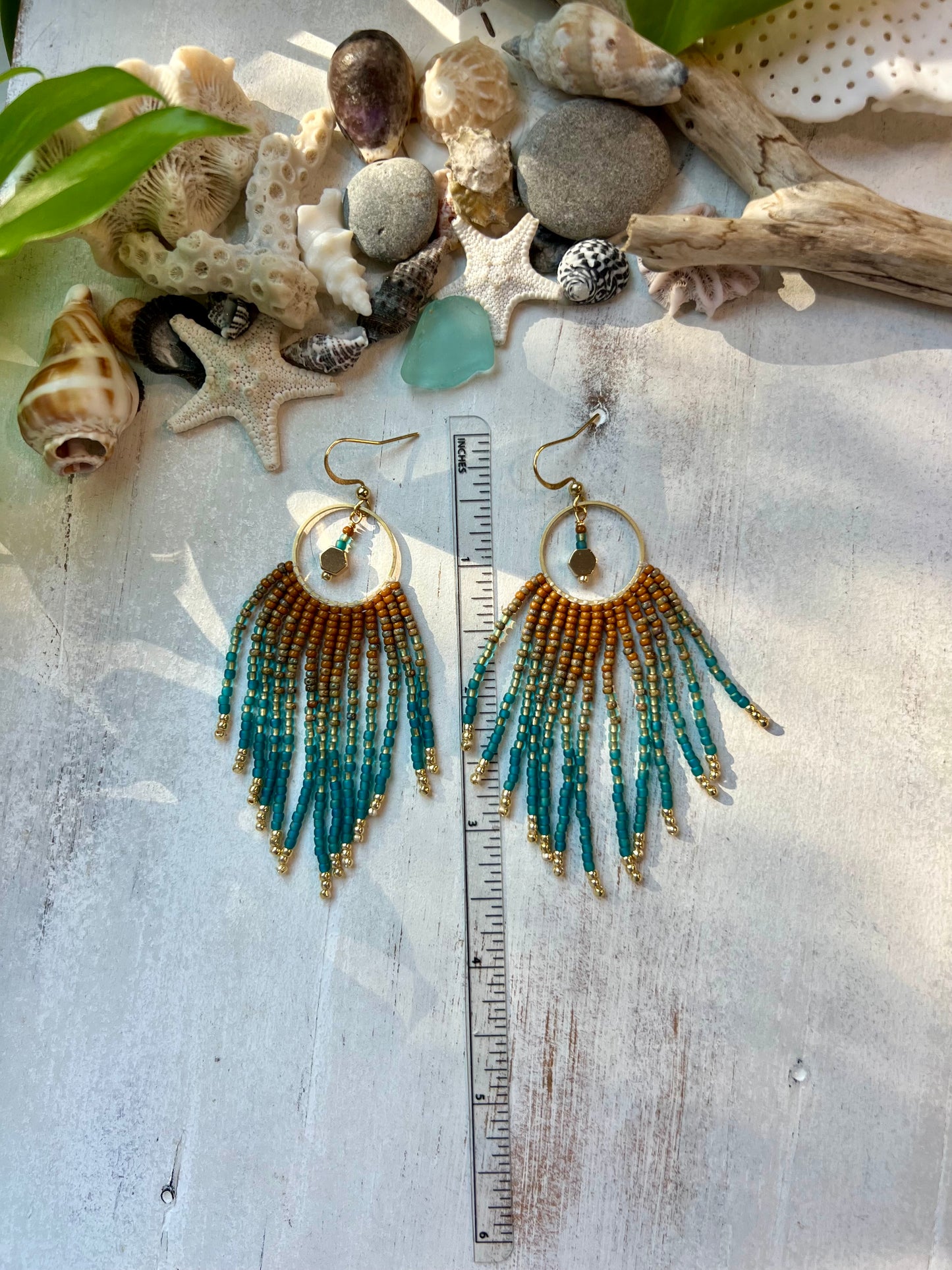 Brown & Teal Seed Bead Earrings | Limited Edition