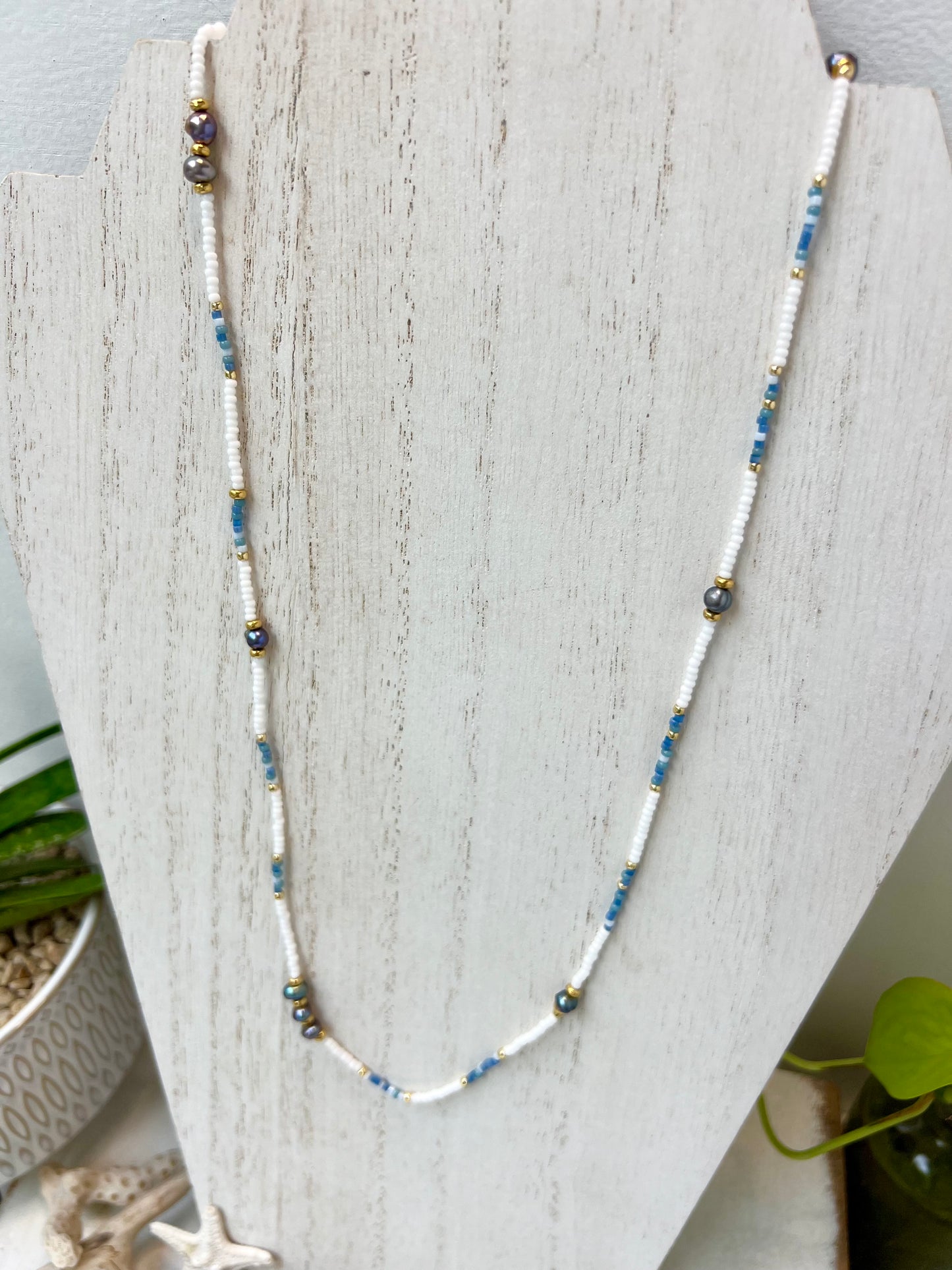 Long Boho Seed Bead Necklace | Sunglass Strap