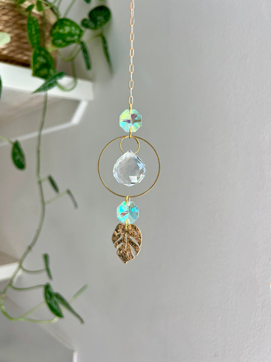 Crystal Prism Sun Catcher // Monstera Car Charm