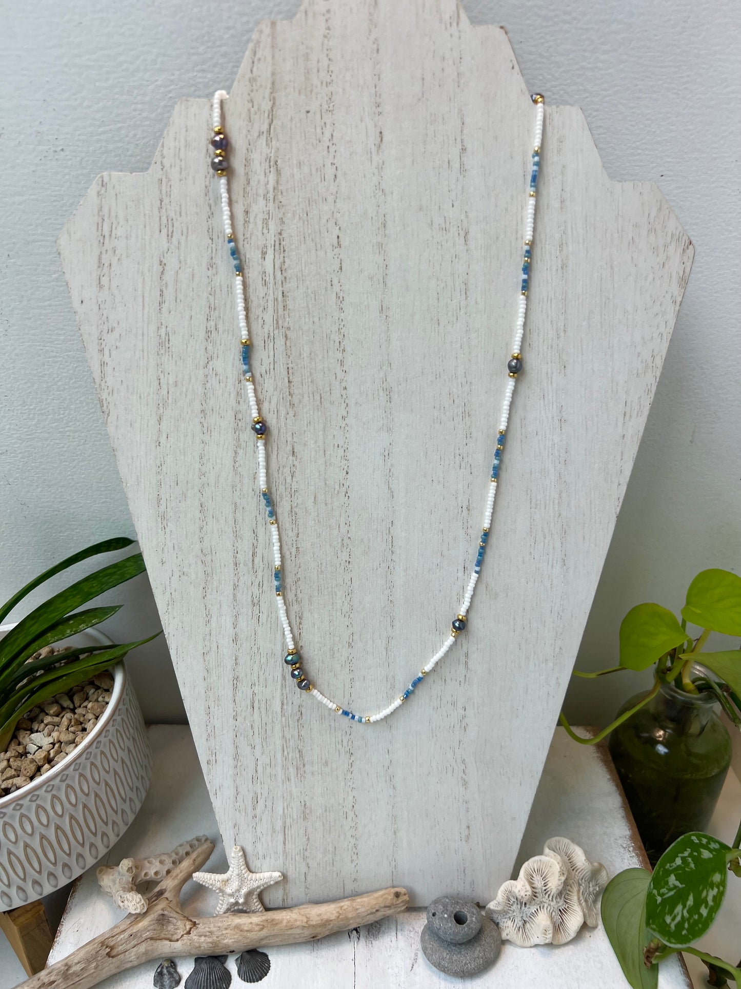 Long Boho Seed Bead Necklace | Sunglass Strap