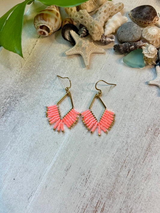 Neon Coral Seed Bead Earrings | Limited Edition