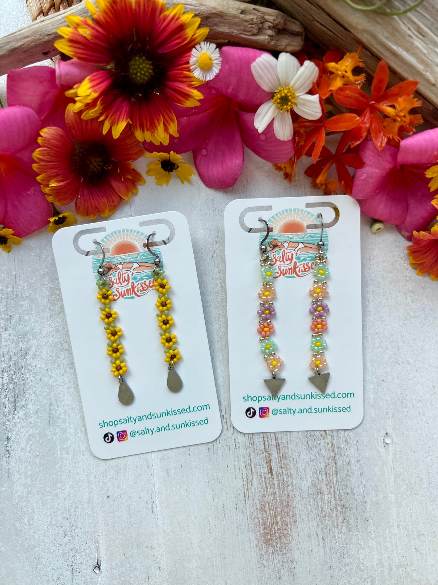 Daisy Chain Earrings with Silver Accents