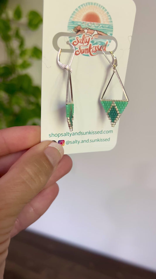 Mint Colorblock Seed Bead Earrings | Limited Edition