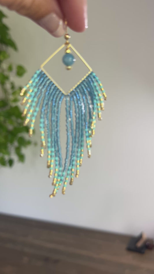 Blue & Mint Seed Bead Earrings | Limited Edition
