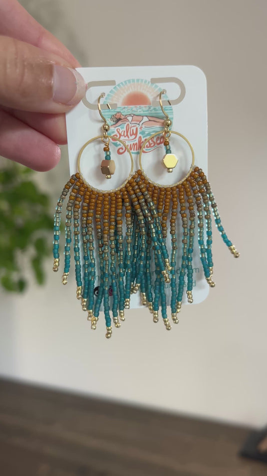 Brown & Teal Seed Bead Earrings | Limited Edition