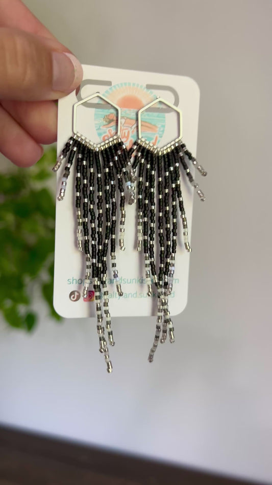 Black & Silver Seed Bead Earrings | Limited Edition