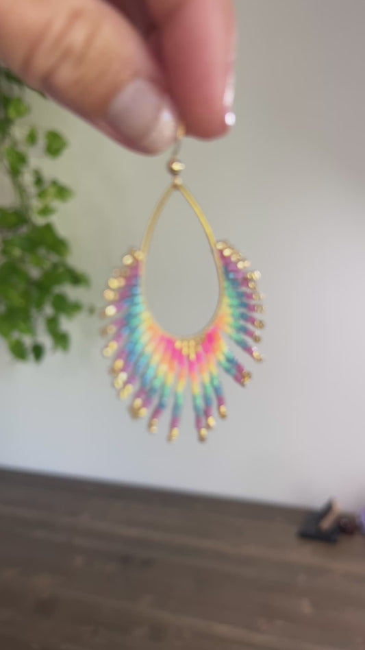 Neon Rainbow Seed Bead Earrings | Limited Edition