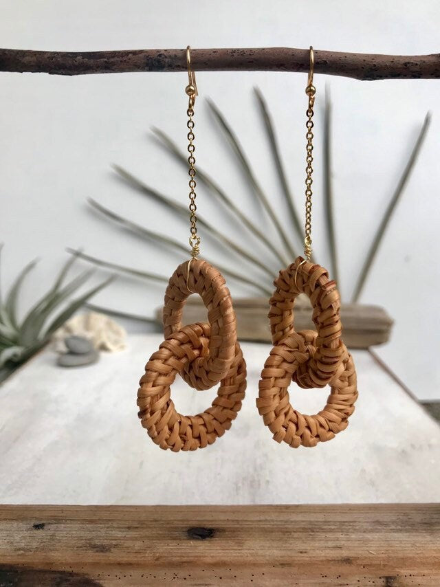 Double Hoop Rattan earrings