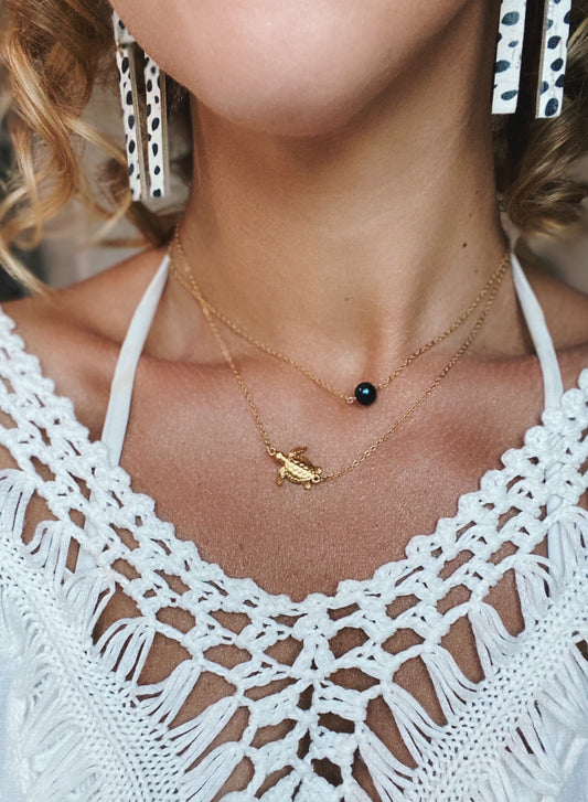 Gold or Silver sea turtle necklace