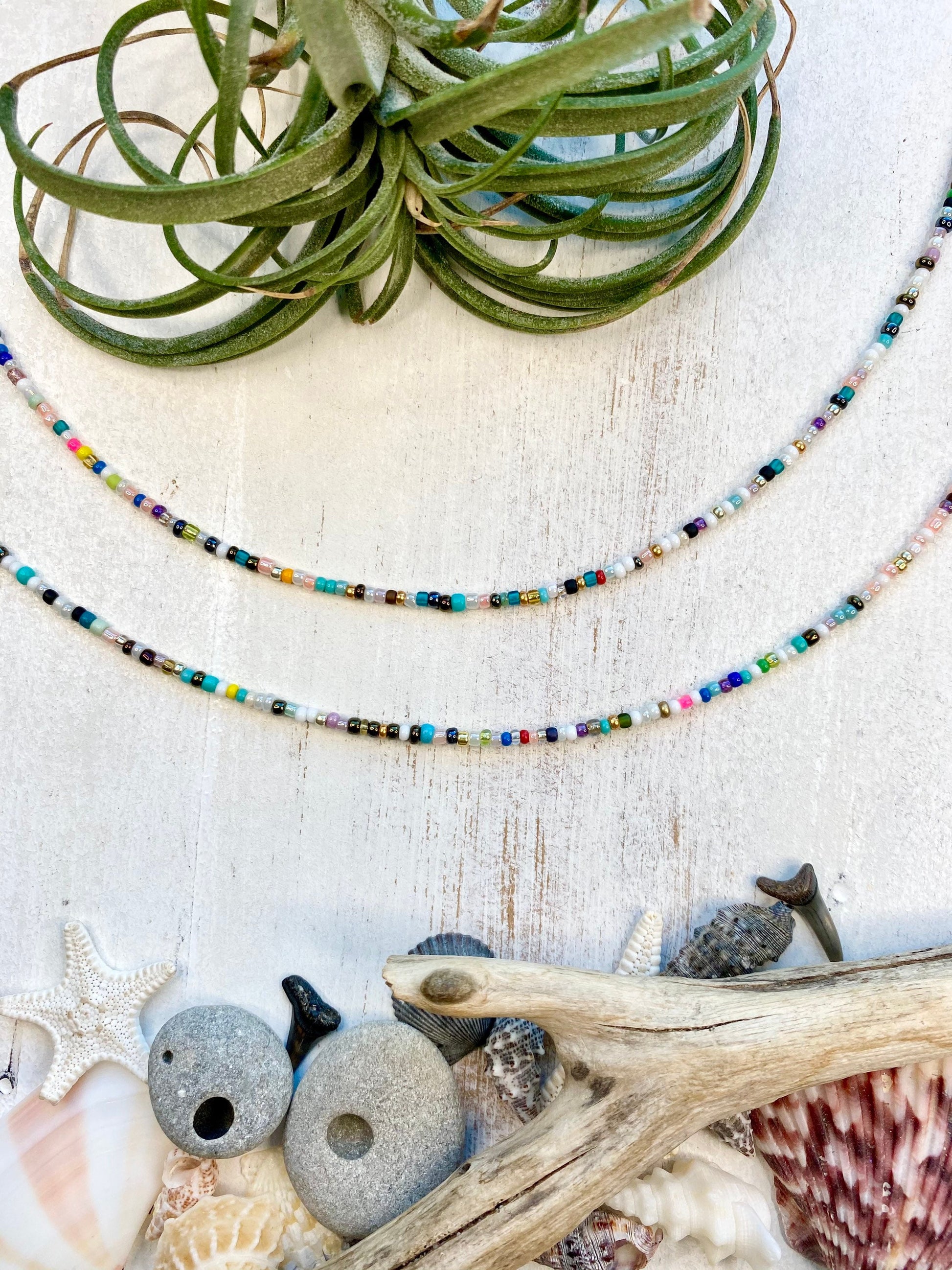 colorful seed bead choker necklace