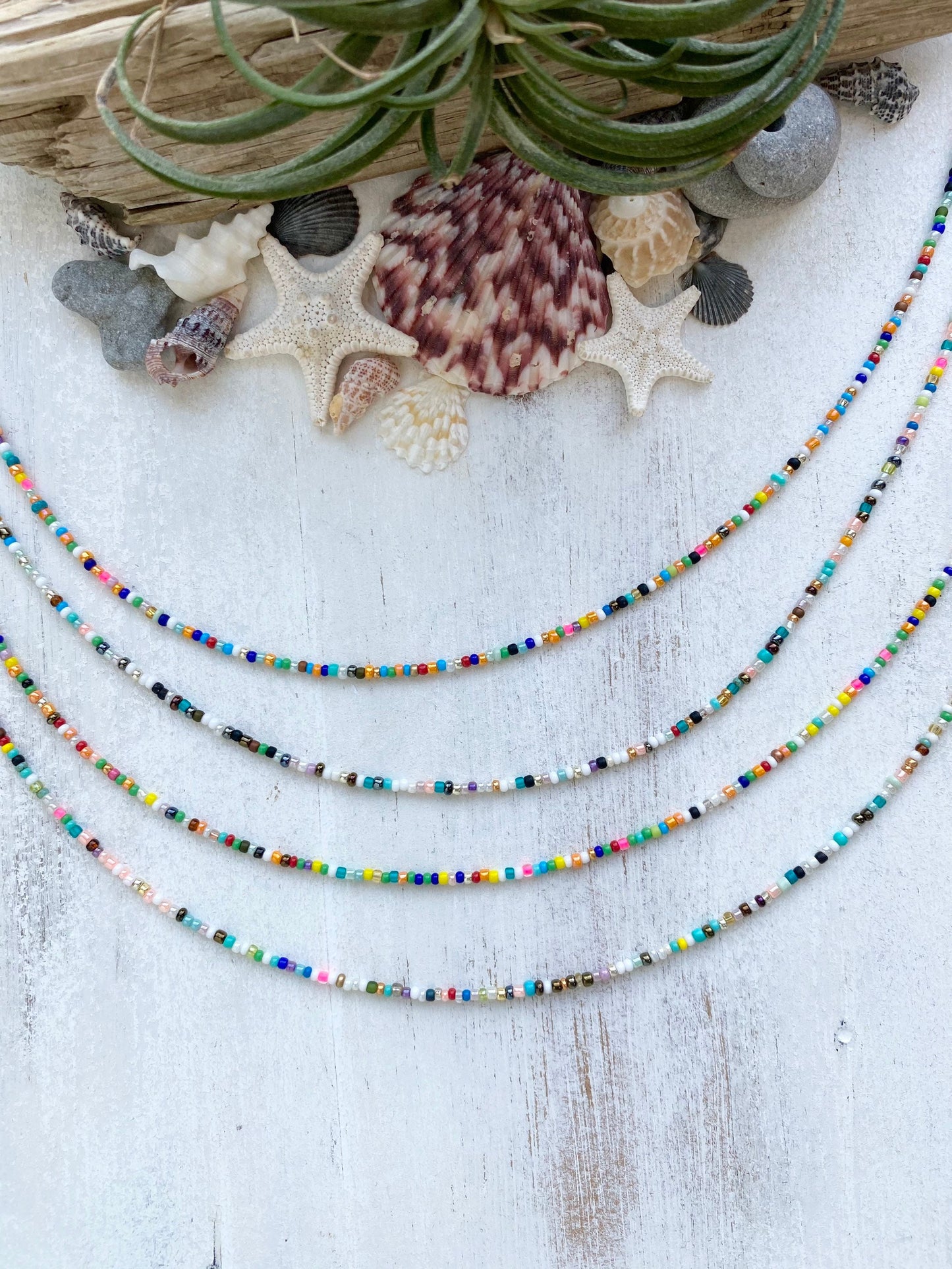 Colorful seed bead choker